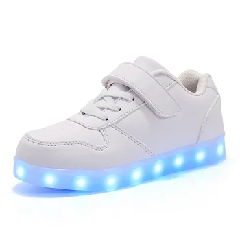 A gyerekek Cipők, Alkalmi Fényes Cipő USB Töltse fel világít Sport Deszkás Cipő Vízálló Bőr Fiúk Lányok Cipő, LED