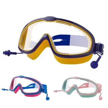 Kültéri Úszni Védőszemüveg Earplug 2 az 1-ben Készlet Gyerekeknek Anti-Köd UV Védelem Úszó Szemüveg Füldugó 4-15 Éves Gyerekeknek