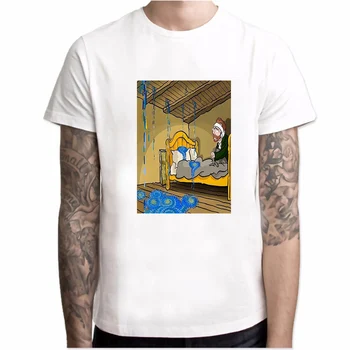 Svindli Van Gogh Nyomtatás Vicces Rajzfilm Póló Férfi Unisex Király Streetwear póló Új Nyári esztétika Tshirt Hip-Hop Felső Póló Férfi